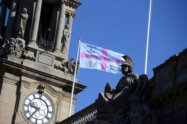 South SHields town Hall flies its flag at half mast.