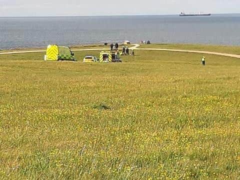 Emergency services at the scene on the incident on the cliffs near Frenchman's Bay in South Shields.
Photo by Lenny Davies.
