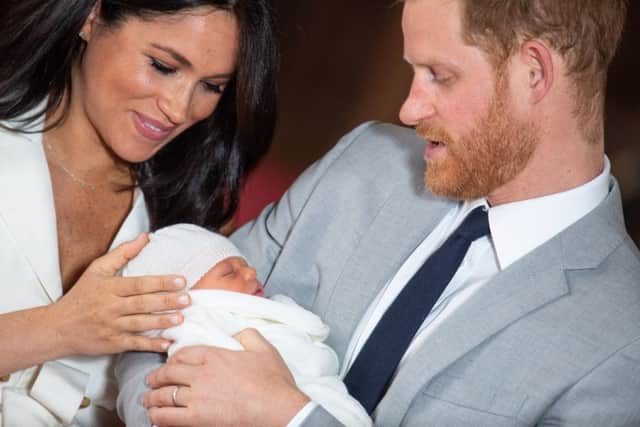 The Duke and Duchess of Sussex with their baby son Archie who was born earlier this month. Pic by PA.