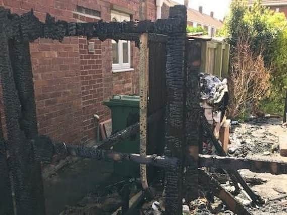 The guttering of two nearby houses was damaged following a deliberate bin fire in South Shields.
Image by Tyne and Wear Fire and Rescue Service