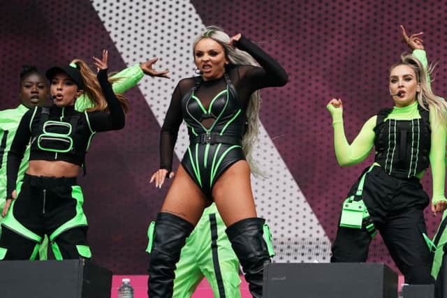 Little Mix strut their stuff at Radio 1's Big Weekend in Middlesbrough. Pic: Owen Humphreys/PA Wire.