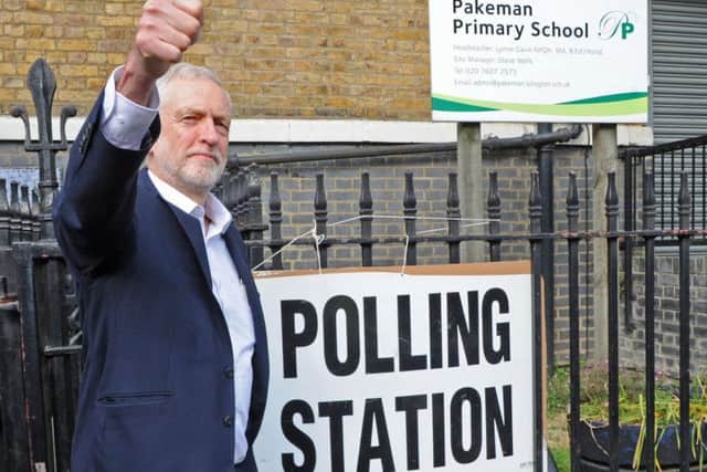 Labour Leader Jeremy Corbyn attends a polling station for the European elections. Picture: PA.