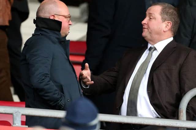 Mike Ashley (right) with managing director Lee Charnley.