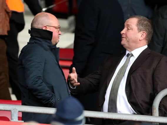 Mike Ashley (right) with managing director Lee Charnley.