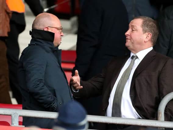 Mike Ashley (right) with managing director Lee Charnley.