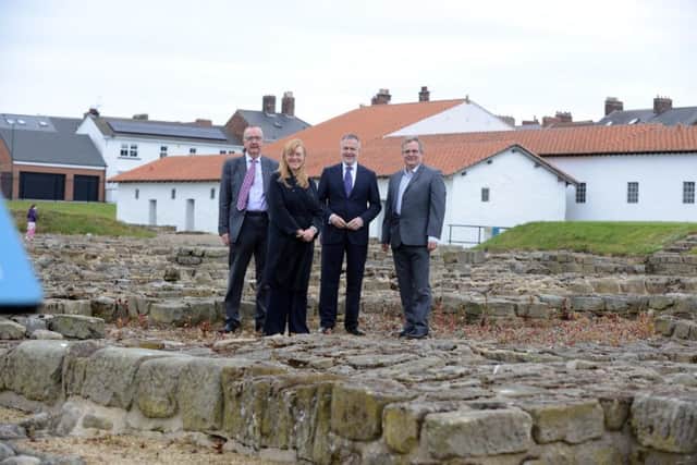 The director of the British Museum, Dr Hartwig Fischer, centre, visits Arbeia Roman Fort. He's pictured with Tyne & Wear Archives & Museums director Iain Watson, head of programmes Bill Griffiths and South Tyneside Council's Tania Robinson.