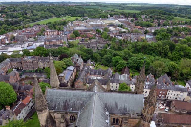 View of Durham City from Durham Cathedral Central Tower