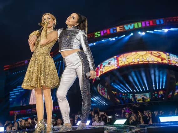 Geri Horner and Melanie Chisholm of the Spice Girls in concert at Croke Park in Dublin. Picture by Andrew Timms/PA Wire