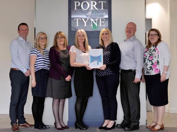 Port of Tyne staff with their continuing excellence award in the Better Health at Work awards. Pic: North News.