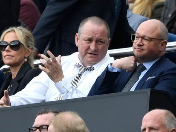 Mike Ashley, owner of Newcastle United and Lee Charnley, managing director of Newcastle United  (Photo by Stu Forster/Getty Images).