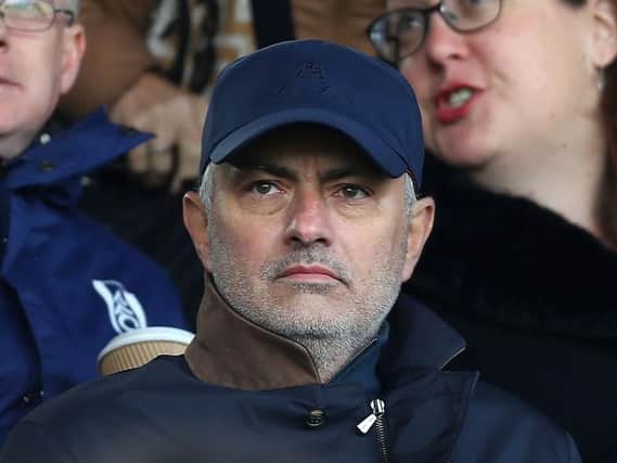 LONDON, ENGLAND - APRIL 13: Jose Mourinho is seen in the stands prior to the Premier League match between Fulham FC and Everton FC at Craven Cottage on April 13, 2019 in London, United Kingdom. (Photo by Clive Rose/Getty Images)