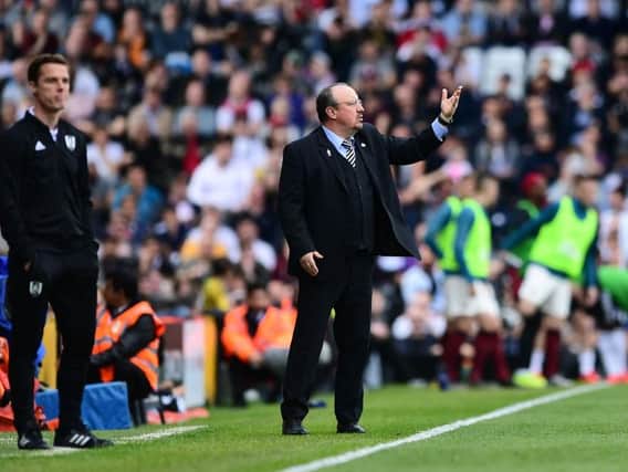 LONDON, ENGLAND - MAY 12:  Rafael Benitez, Manager of Newcastle United reacts during the Premier League match between Fulham FC and Newcastle United at Craven Cottage on May 12, 2019 in London, United Kingdom. (Photo by Alex Broadway/Getty Images)