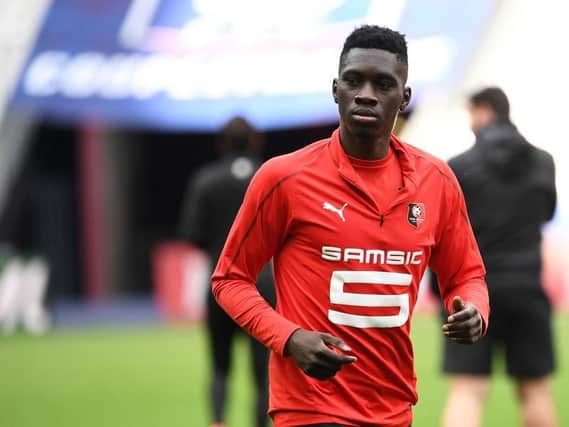 Rennes' Senegalese midfielder Ismaila Sarr takes part in training session at the Stade de France, in Saint-Denis, north of Paris on April 26, 2019, on the eve of the French Cup final football match between Paris Saint-Germain and Stade Rennais Football Club. (Photo by Anne-Christine POUJOULAT / AFP)        (Photo credit should read ANNE-CHRISTINE POUJOULAT/AFP/Getty Images)