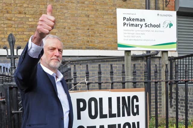 Labour leader Jeremy Corbyn pictured on polling day for the European Parliament elections. Picture: PA.