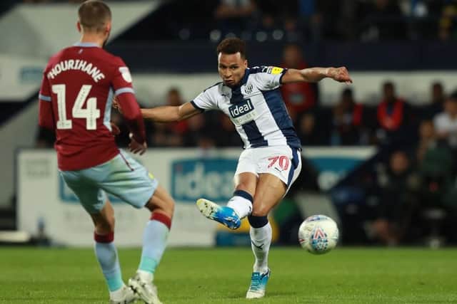 WEST BROMWICH, ENGLAND - MAY 14:  Jacob Murphy of West Bromwich Albion shoots during the Sky Bet Championship Play-off semi final second leg match between West Bromwich Albion and Aston Villa at The Hawthorns on May 14, 2019 in West Bromwich, England. (Photo by David Rogers/Getty Images )
