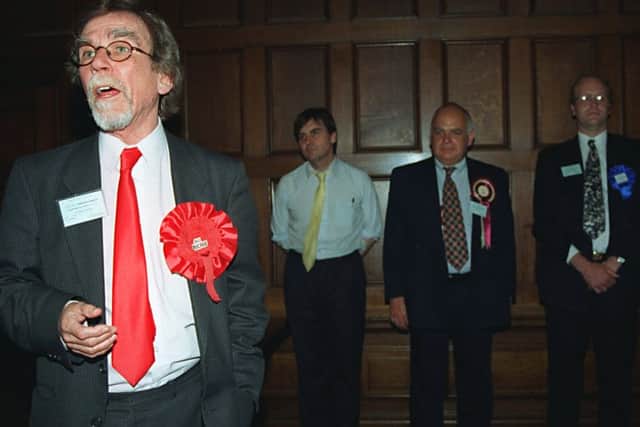 Election 97: Labour candidate Bill Michie making his acceptance speech for the Heeley constituency.