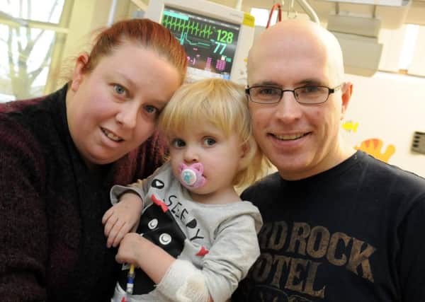 Kerryanne and Ian Maxwell with their daughter Sophie at the Childrens Heart Unit in Freeman Hospital.