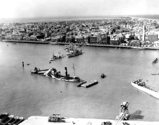 Sunken ships in the Suez Canal.
