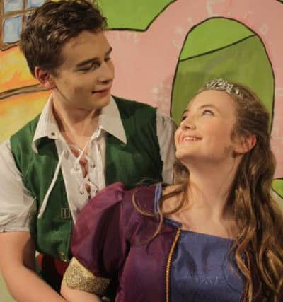 Puss in Boots at the Westovian Theatre. Andrew Dawson as Jamie and Erin Atack as Princess Fiona.
