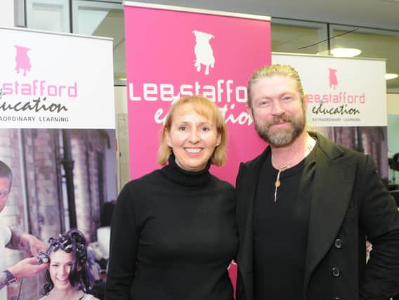 Dr Lindsey Whiterod OBE, chief executive of South Tyneside College and celebrity hairdresser Lee Stafford.