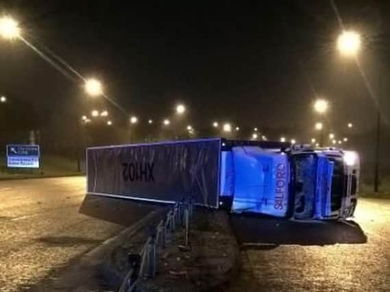 HGV crash causing road closures in Newcastle.