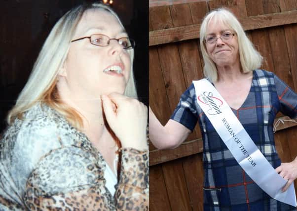 Before and after ... Sharon Snaith, who has lost 8st with Slimming World.