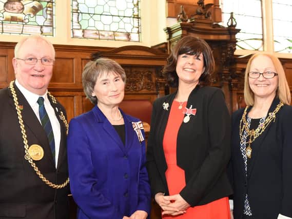 The Mayor, Cllr Richard Porthouse, the Lord Lieutenant of Tyne and Wear, Susan Winfield, Julie Dudgeon and Mayoress Patricia Porthouse.