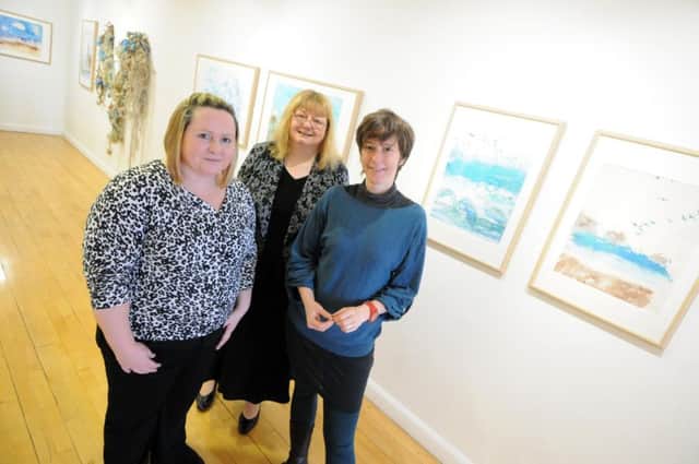 Customs House new exhibition Making Sense by North East artist Jenny Purrett (R). From left Sight Service Kerry Pattison and Maxine Munsey