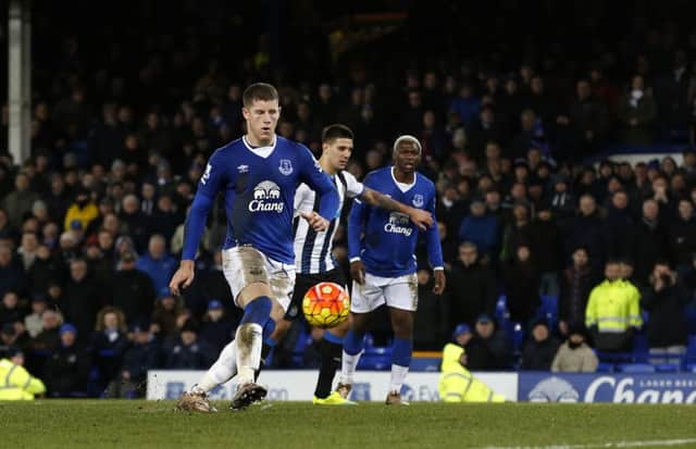 Ross Barkley dinks home a penalty for 3-0 after Jamaal Lascelles was red-carded in conceding the last-gasp spot-kick