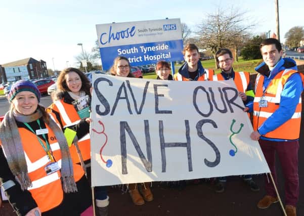 The junior doctors' picket line at South Tyneside District Hospital.