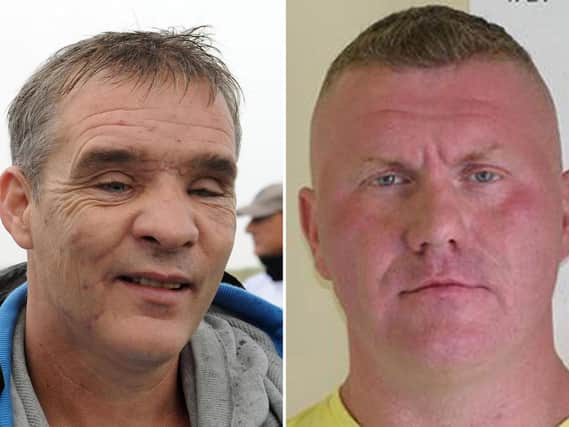 Pc David Rathband, left, and the man who shot him, Raoul Moat.