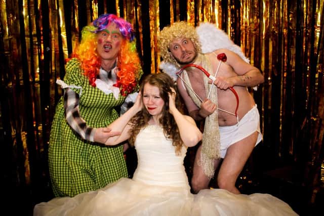 From left, Bob Stott, Sarah Boulter and Stephen Sullivan in the Valentine Laffalang.