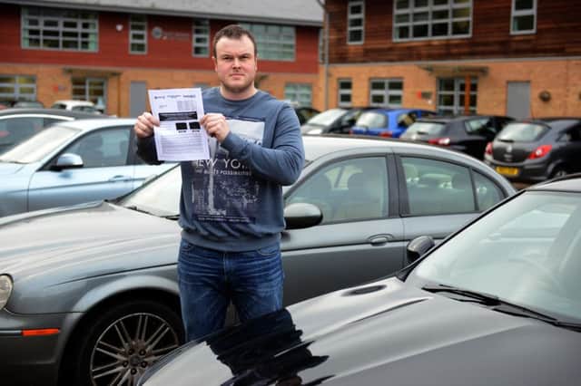 Andrew Gray has been fined Â£100 for parking at South Tyneside District Hospital when he had rushed in when he took ill.