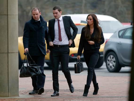 Adam Johnson arriving at Bradford Crown Court.