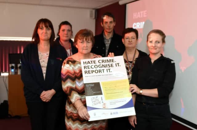 (Left to Right) South Tyneside Homes officers Joanne Denham and Lyndsey Harrihill are pictured with Councillor Tracey Dixon, Community Safety officer Graeme Littlewood, Liz McKivitt of South Tyneside Homes and Northumbria Police Community Engagement Officer, Alicia Herbert.