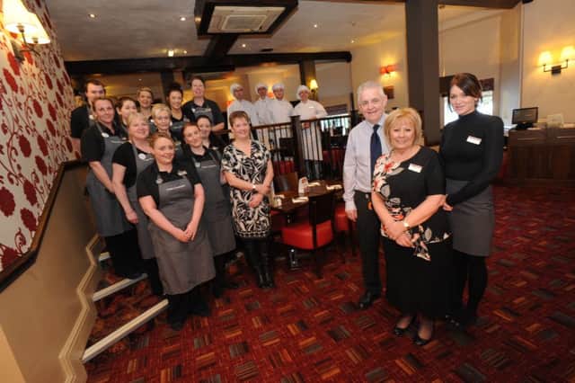 Staff at the new look Britannia, Cleadon Village, manager Alan Lennox, with wife Pat and assistant manager Leanne Swallow, right.