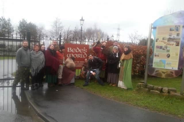 Supporters gather outside Bede's World's gates during Saturday's event.