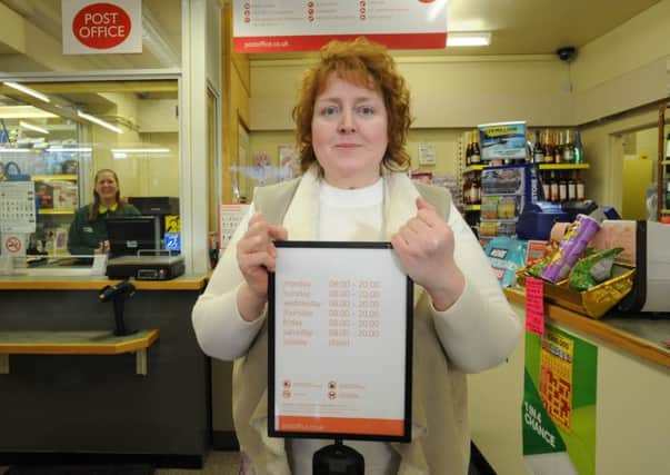 Lynne Eagleton in the Post Office of Eagletons Store, in Carden Avenue, South Shields.