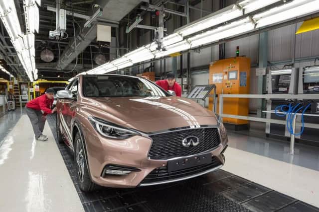 An Infiniti Q30 on the production line at Sunderland's Nissan plant.
