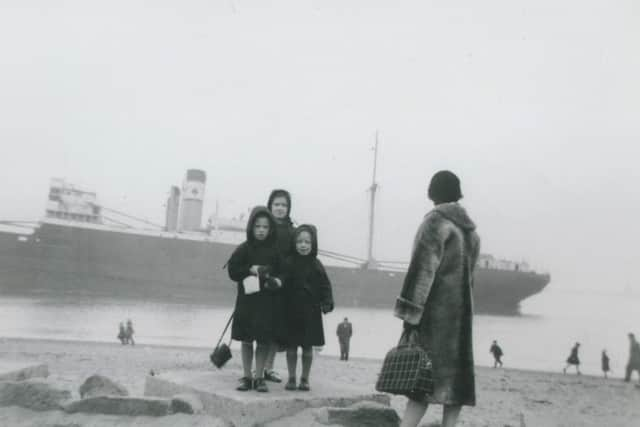 People at the shipwreck in South Shields.