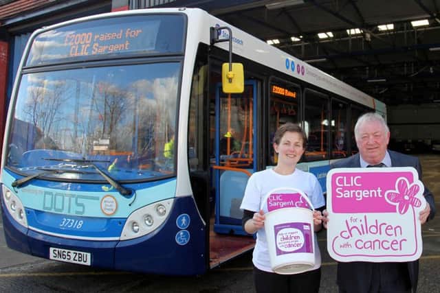 Bus driver Kenny Ramsay and Dee Tyler from CLIC Sargent.