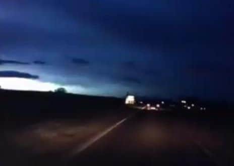 A still from the video of an apparent meteor.