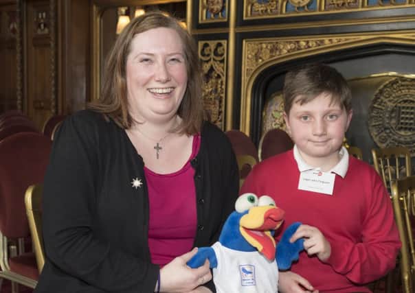 Logan John Ferguson with Emma Lewell-Buck, MP for South Shields.