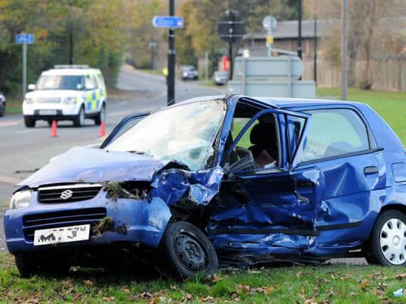 Norma Hall's car after it was hit by drink-driver Sean Flynn, who was travelling at 62mph in a 40mph zone.
