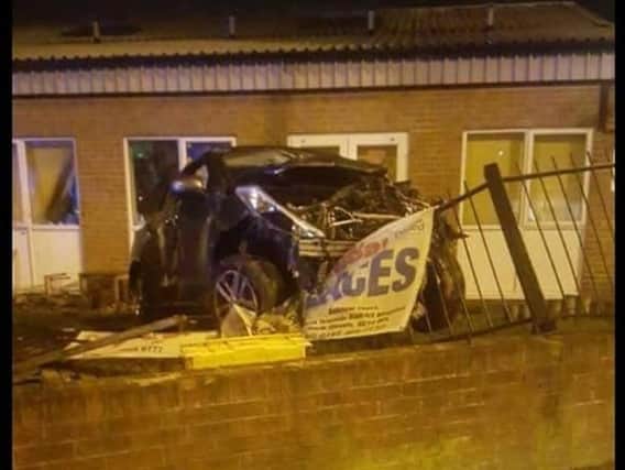 The aftermath of a car crashing into the railings at Ashley Road Nursery in South Shields. Picture by Aaron Kinson.