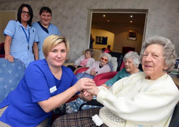Garden Hill Care Home Manager Lindsay Donoghue-Flockhart with resident Lilly Burns.