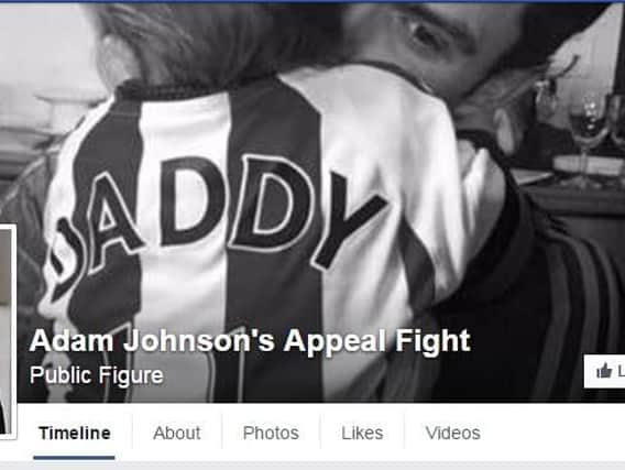 The "Adam Johnson's Appeal Fight" Facebook page.