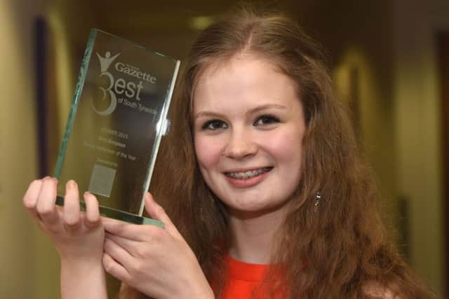 Eve Simpson with her Young Performer of the Year award.