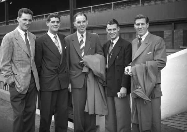 The Wearsiders had stunned the world of football by splashing out Â£63,000 on the costliest trio ever to be signed by one club when they added Ray Daniel, Jimmy Cowan and Billy Elliiott to their ranks in the summer of 1953. Left to right: Ray Daniel, Trevor Ford, Jimmy Cowan, Billy Elliott and Len Shackleton.