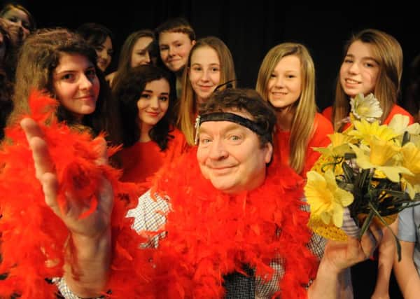 Harton Technology College art and drama teacher Harry Lynch rehearses his final performance, Swan Song, with pupils.